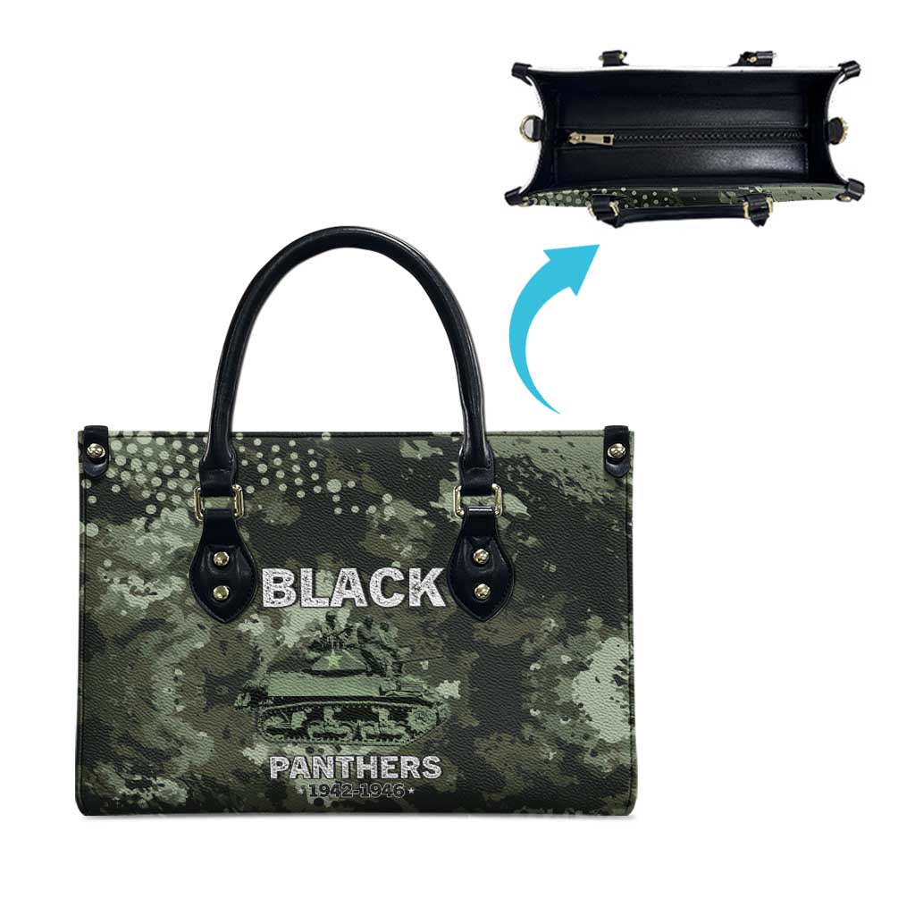 761st Tank Battalion Black Panthers Leather Bag WWII Military Camouflage - African Pride