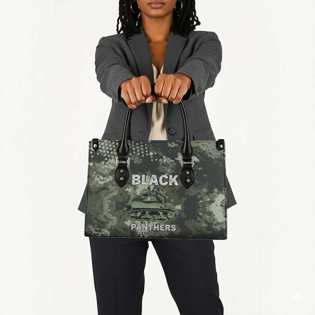 761st Tank Battalion Black Panthers Leather Bag WWII Military Camouflage - African Pride