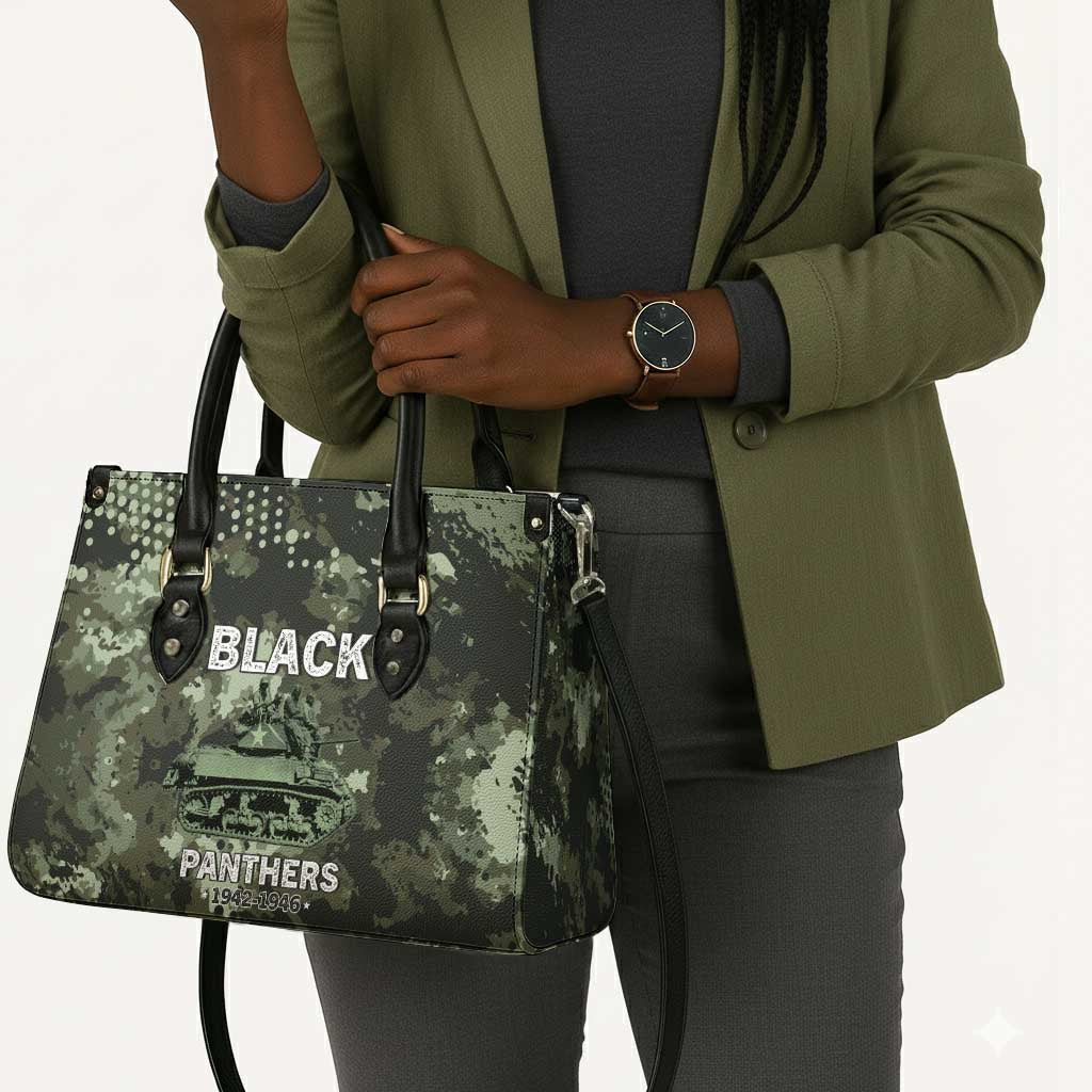 761st Tank Battalion Black Panthers Leather Bag WWII Military Camouflage - African Pride