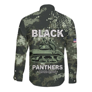 761st Tank Battalion Black Panthers Long Sleeve Button Shirt WWII Military Camouflage - African Pride