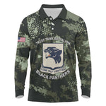 761st Tank Battalion Black Panthers Long Sleeve Polo Shirt WWII Military Camouflage - African Pride