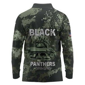 761st Tank Battalion Black Panthers Long Sleeve Polo Shirt WWII Military Camouflage - African Pride