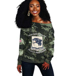 761st Tank Battalion Black Panthers Off Shoulder Sweater WWII Military Camouflage - African Pride
