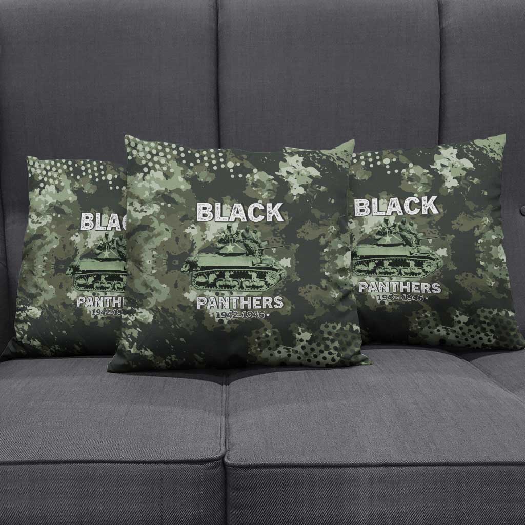 761st Tank Battalion Black Panthers Pillow Cover WWII Military Camouflage - African Pride