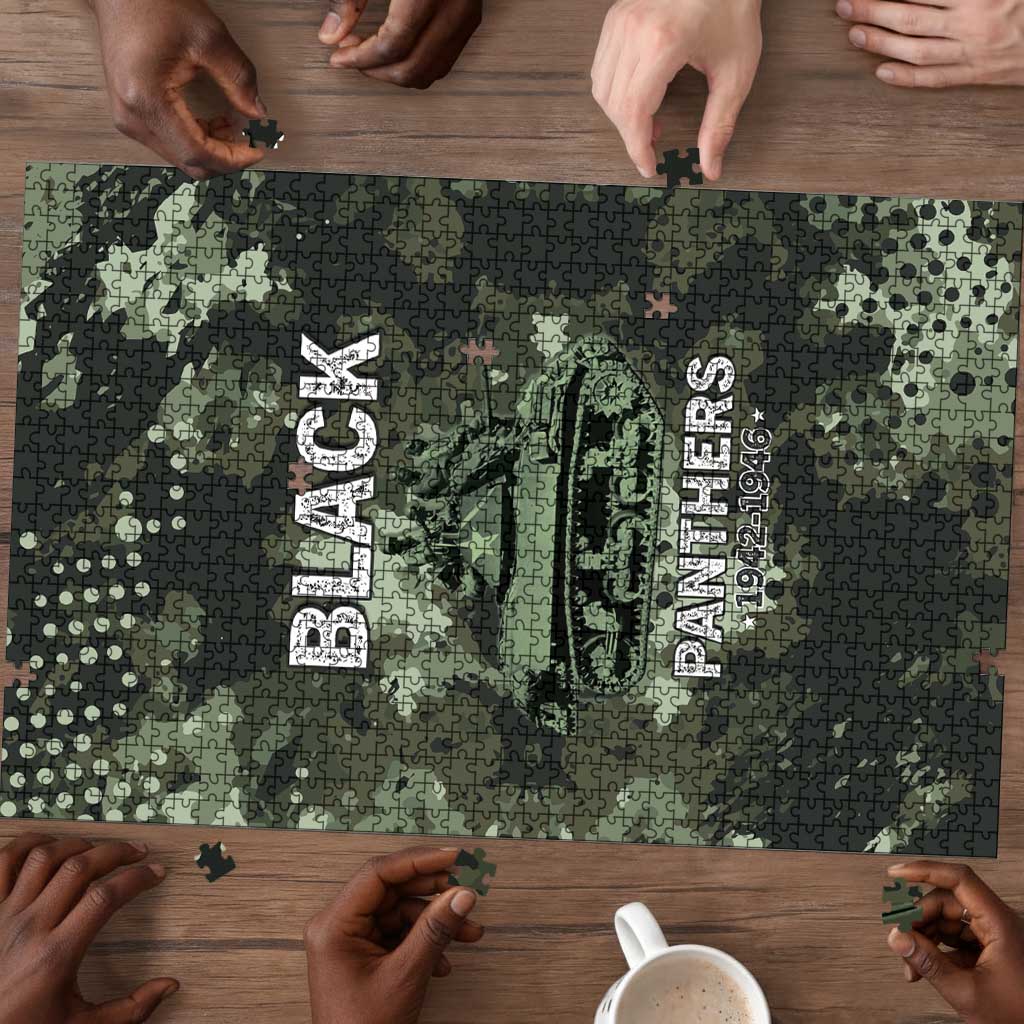 761st Tank Battalion Black Panthers Puzzle WWII Military Camouflage - African Pride