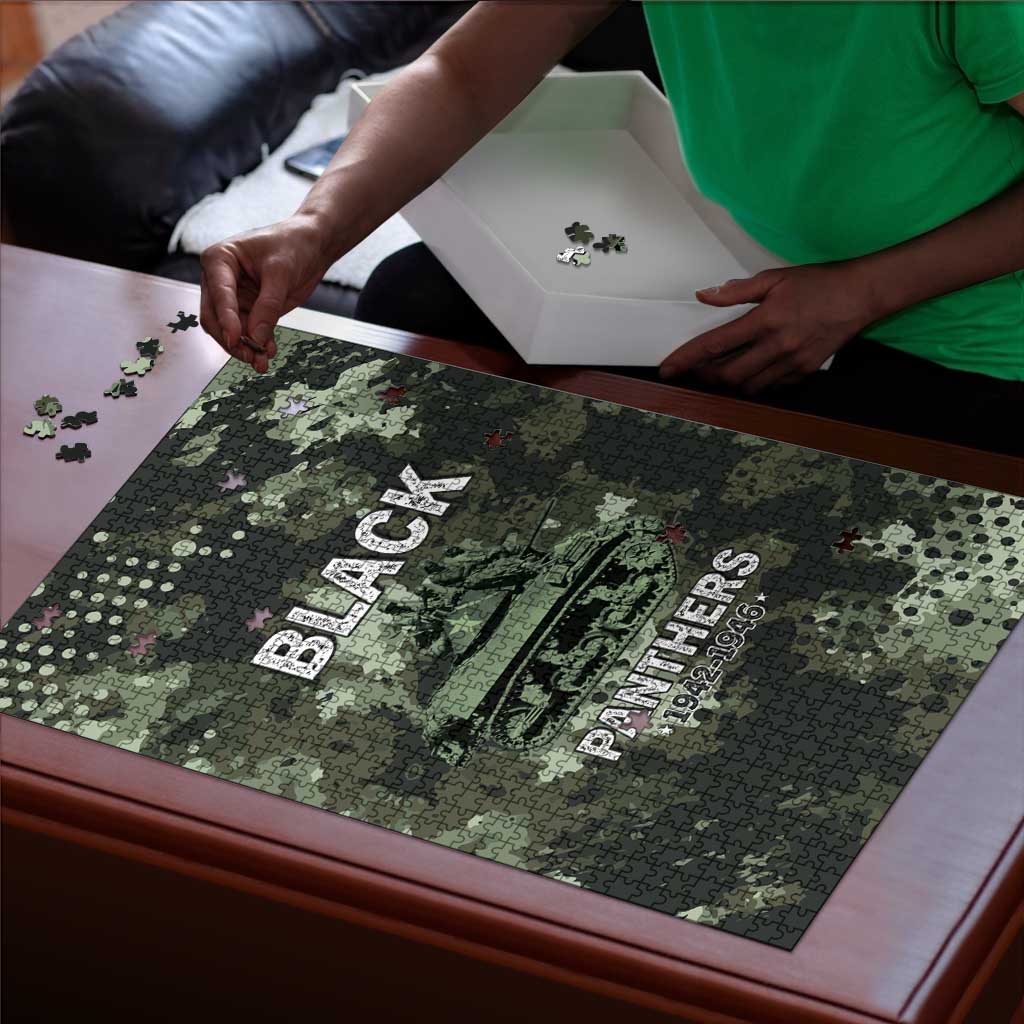 761st Tank Battalion Black Panthers Puzzle WWII Military Camouflage - African Pride