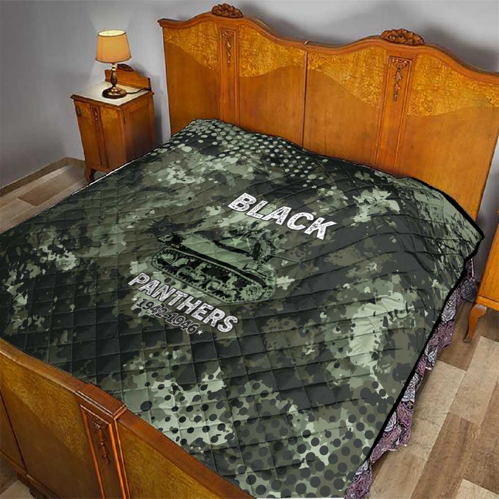 761st Tank Battalion Black Panthers Quilt WWII Military Camouflage - African Pride
