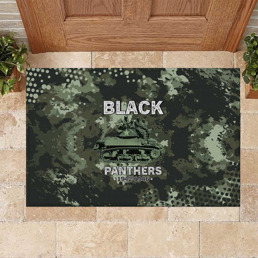 761st Tank Battalion Black Panthers Rubber Doormat WWII Military Camouflage - African Pride