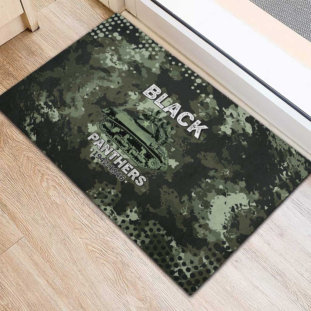 761st Tank Battalion Black Panthers Rubber Doormat WWII Military Camouflage - African Pride
