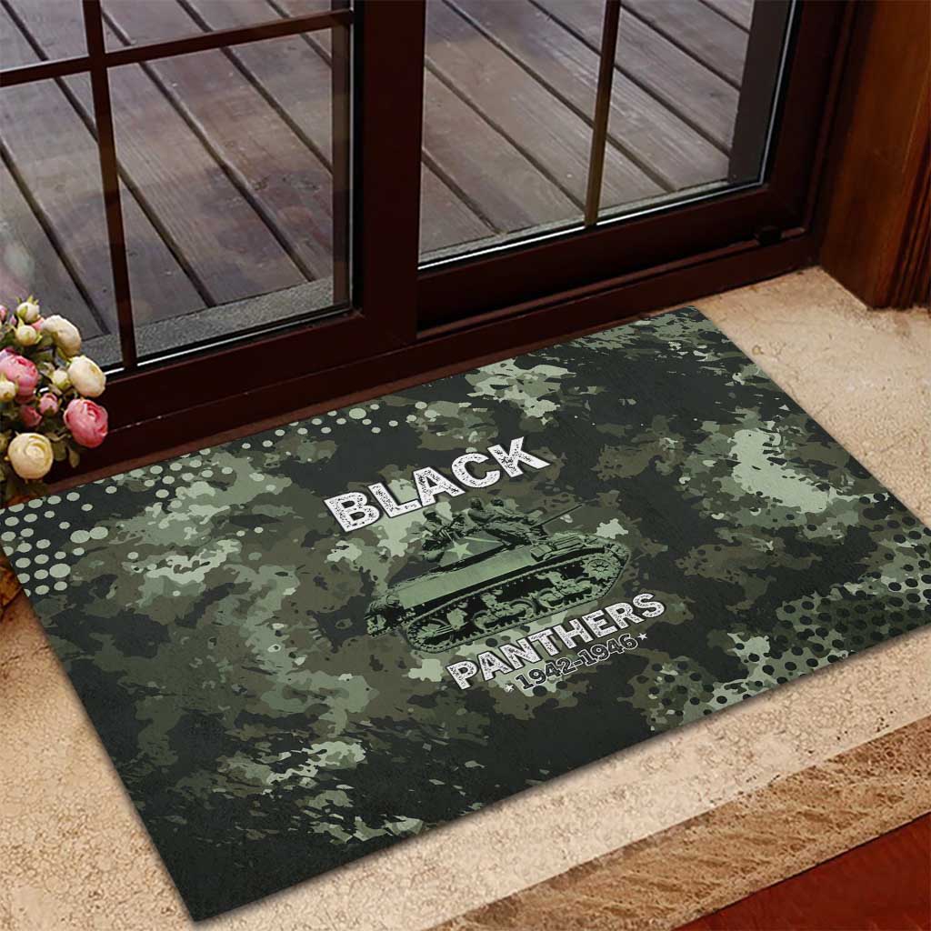 761st Tank Battalion Black Panthers Rubber Doormat WWII Military Camouflage - African Pride
