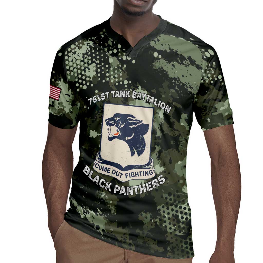 761st Tank Battalion Black Panthers Rugby Jersey WWII Military Camouflage - African Pride
