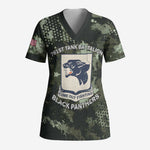 761st Tank Battalion Black Panthers Scrub Top WWII Military Camouflage - African Pride