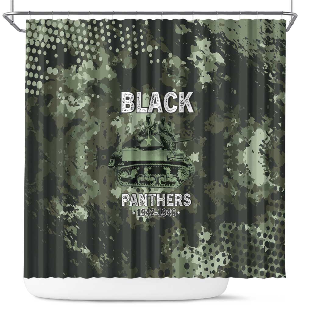 761st Tank Battalion Black Panthers Shower Curtain WWII Military Camouflage - African Pride