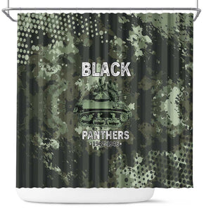 761st Tank Battalion Black Panthers Shower Curtain WWII Military Camouflage - African Pride