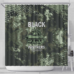 761st Tank Battalion Black Panthers Shower Curtain WWII Military Camouflage - African Pride