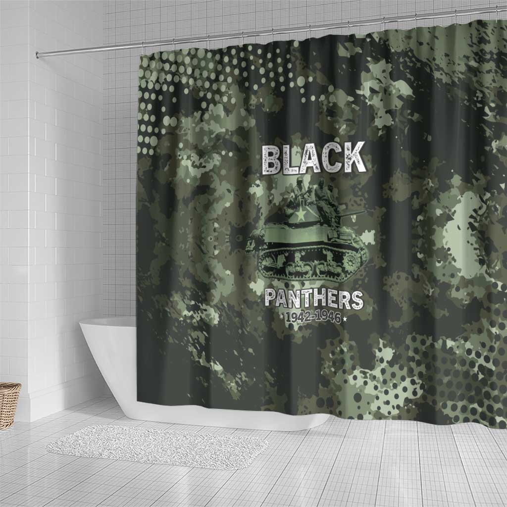 761st Tank Battalion Black Panthers Shower Curtain WWII Military Camouflage - African Pride