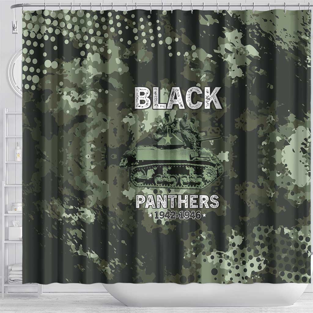 761st Tank Battalion Black Panthers Shower Curtain WWII Military Camouflage - African Pride