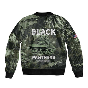 761st Tank Battalion Black Panthers Sleeve Zip Bomber Jacket WWII Military Camouflage - African Pride