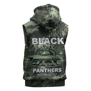 761st Tank Battalion Black Panthers Sleeveless Hoodie WWII Military Camouflage - African Pride