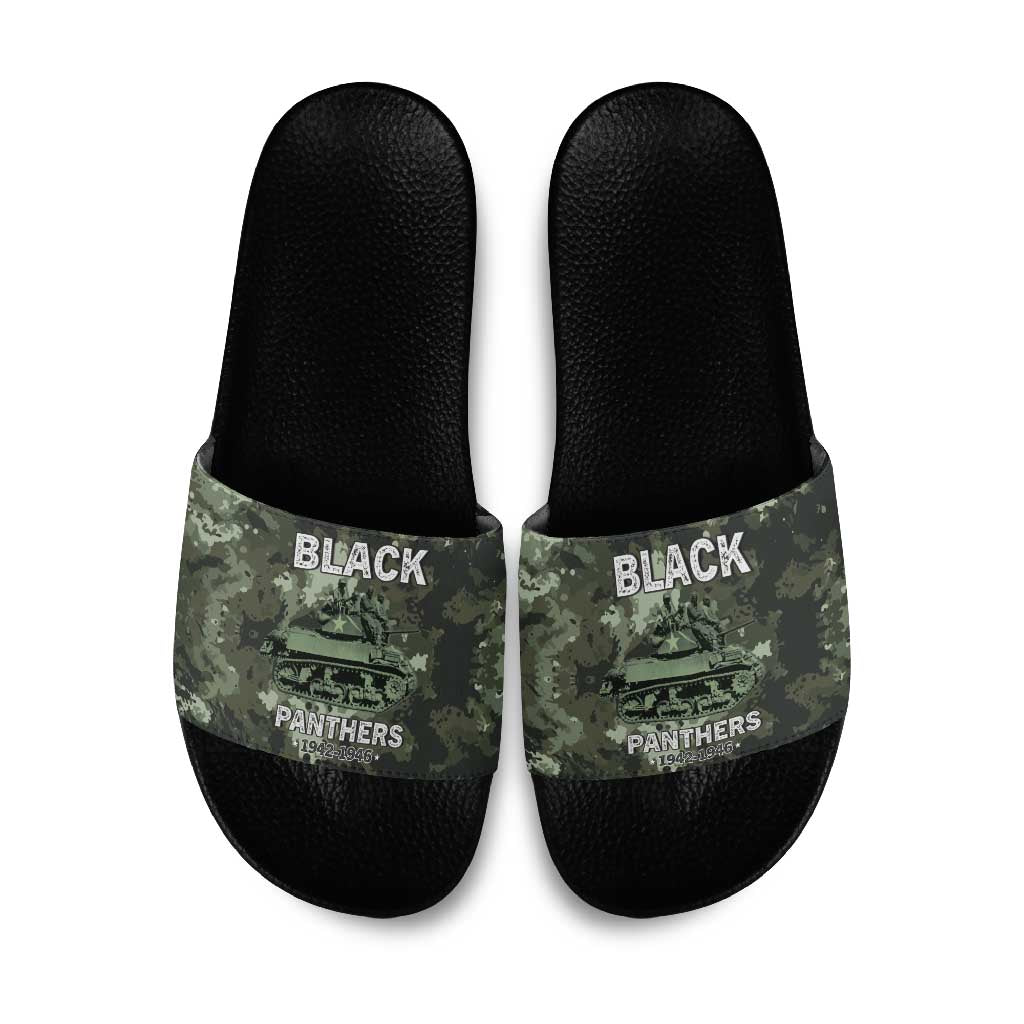 761st Tank Battalion Black Panthers Slide Sandals WWII Military Camouflage - African Pride