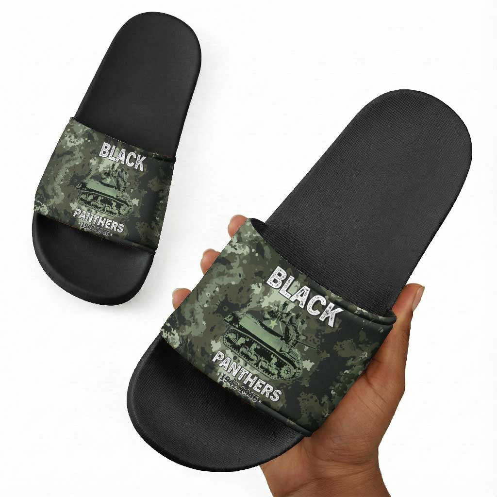 761st Tank Battalion Black Panthers Slide Sandals WWII Military Camouflage - African Pride