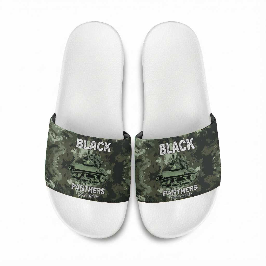 761st Tank Battalion Black Panthers Slide Sandals WWII Military Camouflage - African Pride