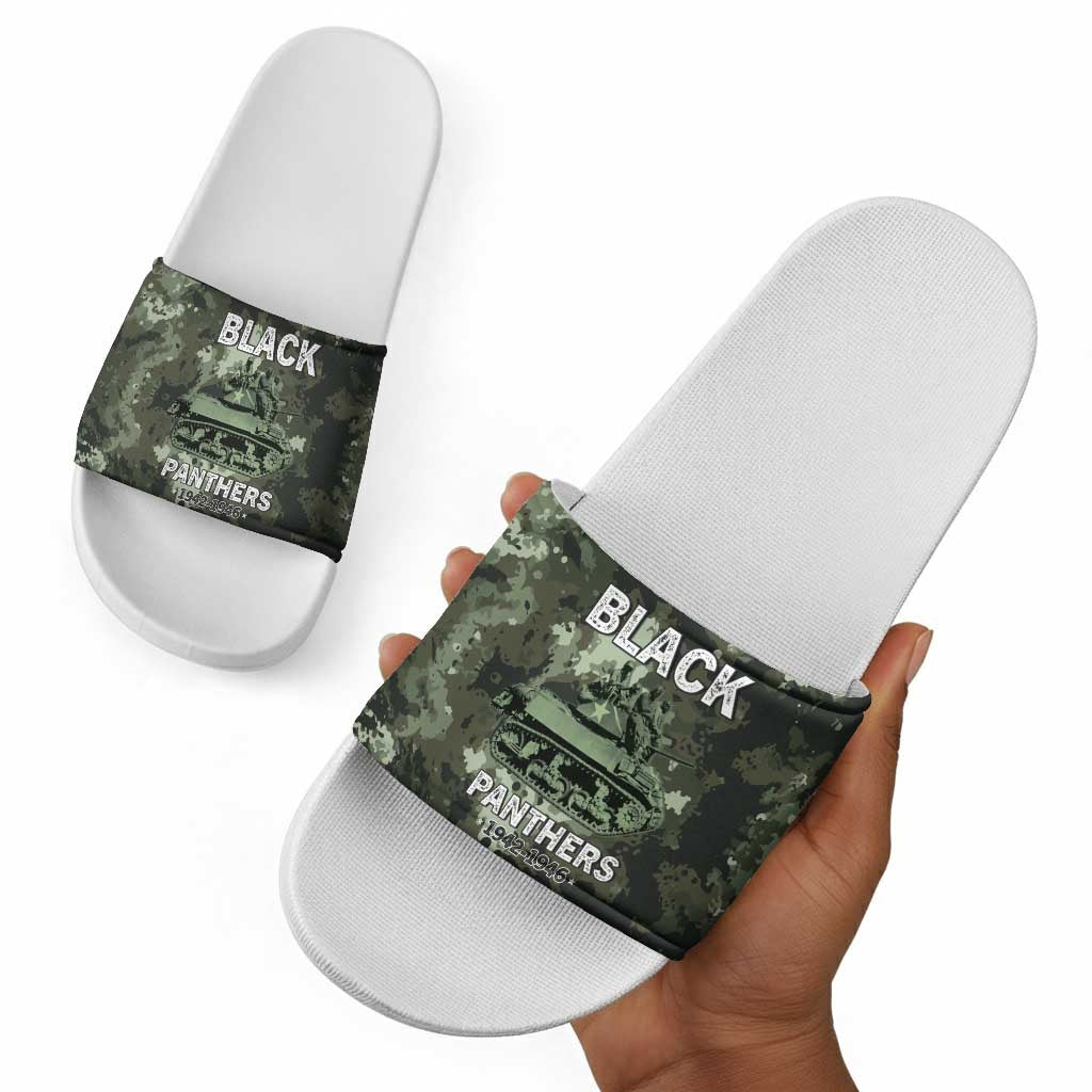 761st Tank Battalion Black Panthers Slide Sandals WWII Military Camouflage - African Pride