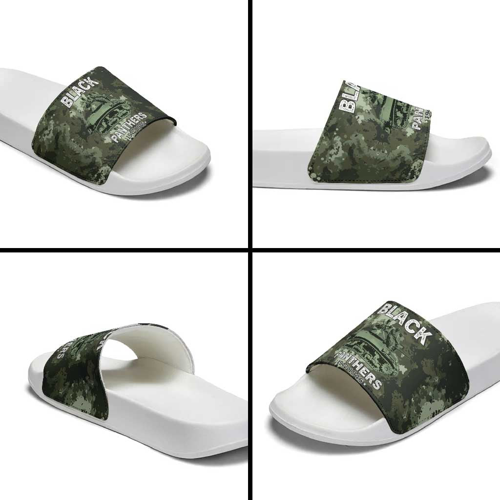 761st Tank Battalion Black Panthers Slide Sandals WWII Military Camouflage - African Pride