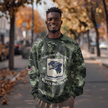 761st Tank Battalion Black Panthers Sweatshirt WWII Military Camouflage - African Pride