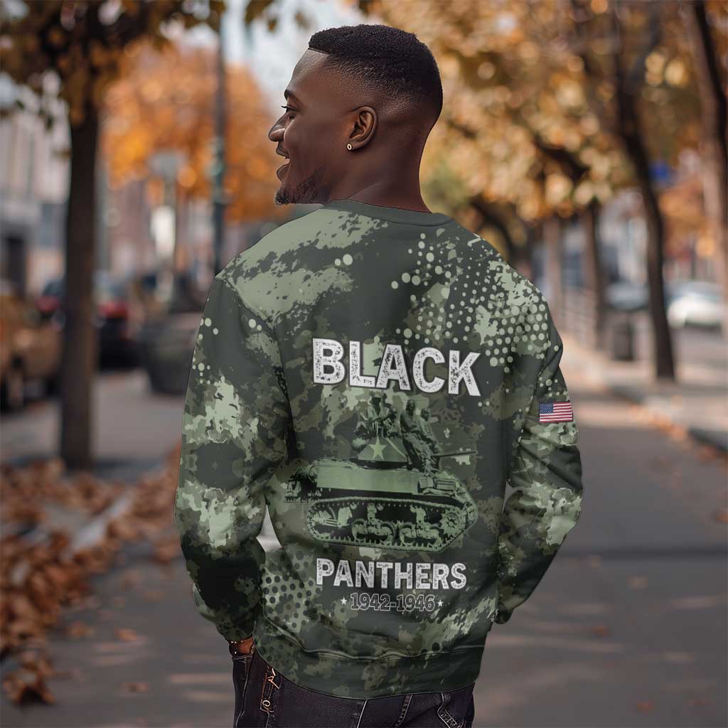 761st Tank Battalion Black Panthers Sweatshirt WWII Military Camouflage - African Pride