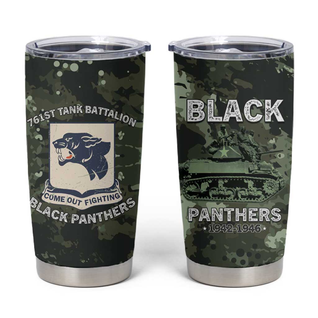 761st Tank Battalion Black Panthers Tumbler Cup WWII Military Camouflage - African Pride