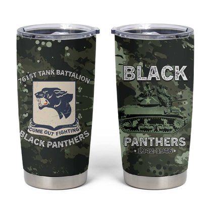 761st Tank Battalion Black Panthers Tumbler Cup WWII Military Camouflage - African Pride