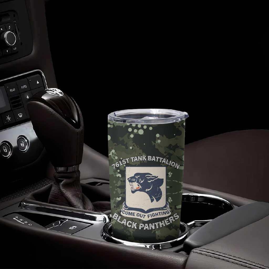 761st Tank Battalion Black Panthers Tumbler Cup WWII Military Camouflage - African Pride