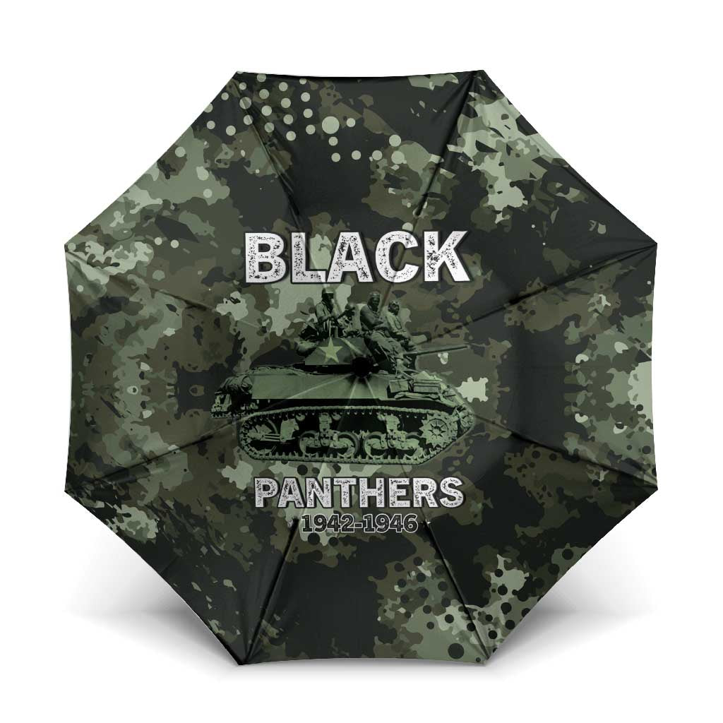 761st Tank Battalion Black Panthers Umbrella WWII Military Camouflage - African Pride