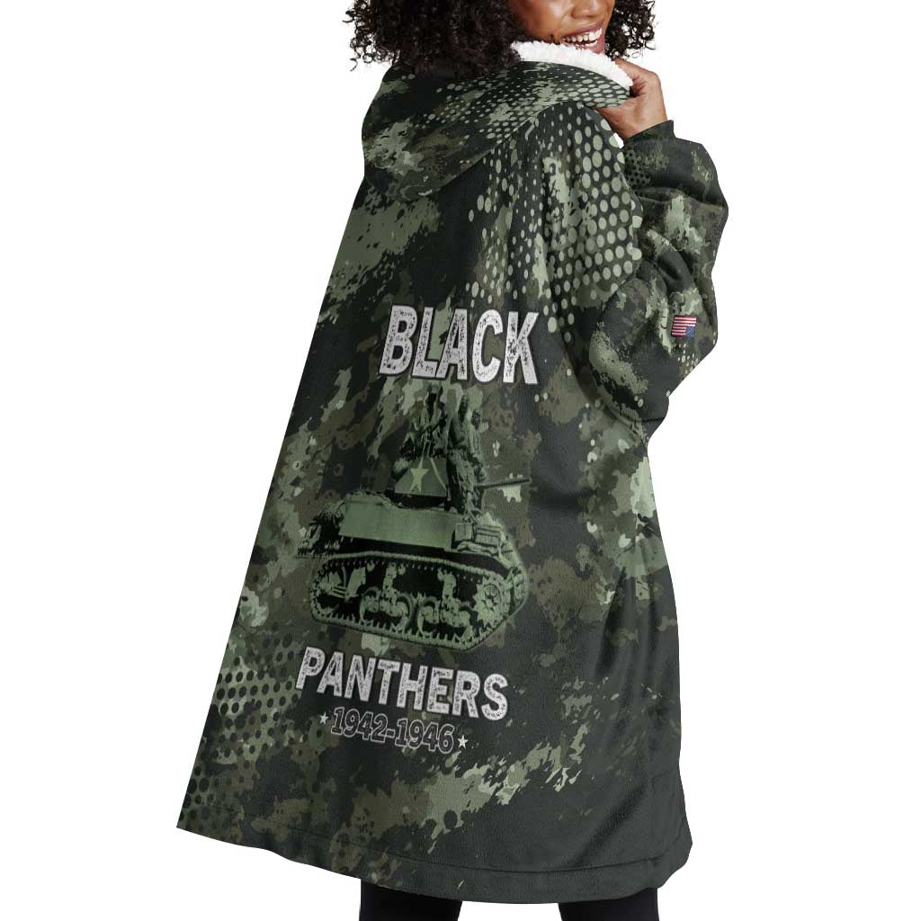 761st Tank Battalion Black Panthers Wearable Blanket Hoodie WWII Military Camouflage - African Pride
