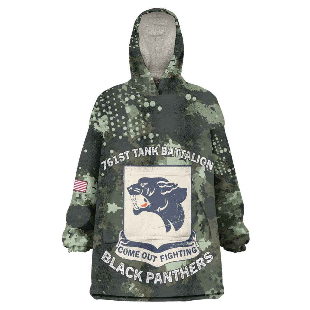 761st Tank Battalion Black Panthers Wearable Blanket Hoodie WWII Military Camouflage - African Pride