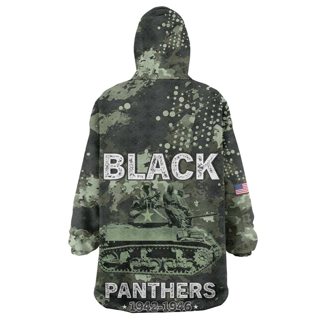 761st Tank Battalion Black Panthers Wearable Blanket Hoodie WWII Military Camouflage - African Pride
