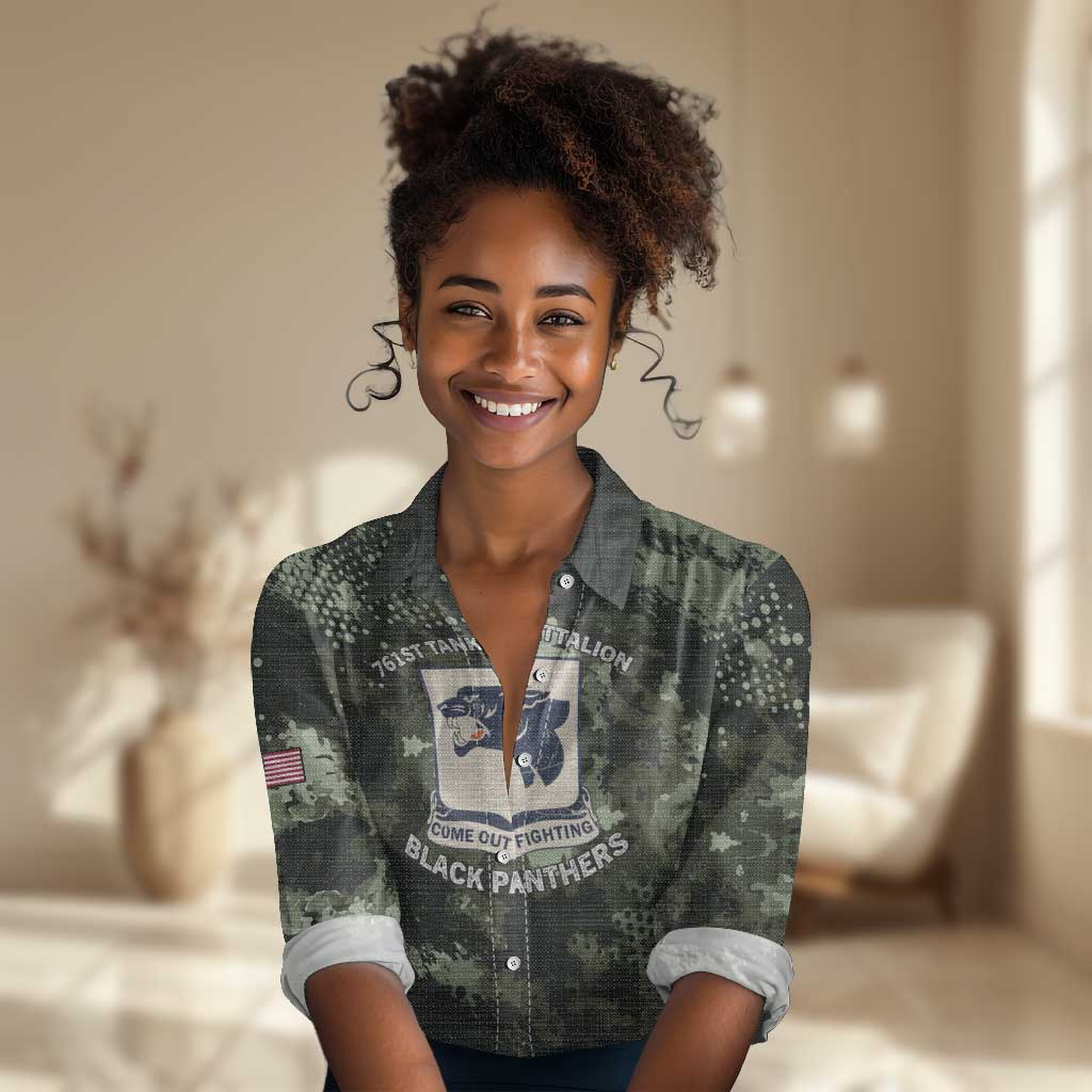 761st Tank Battalion Black Panthers Women Casual Shirt WWII Military Camouflage - African Pride