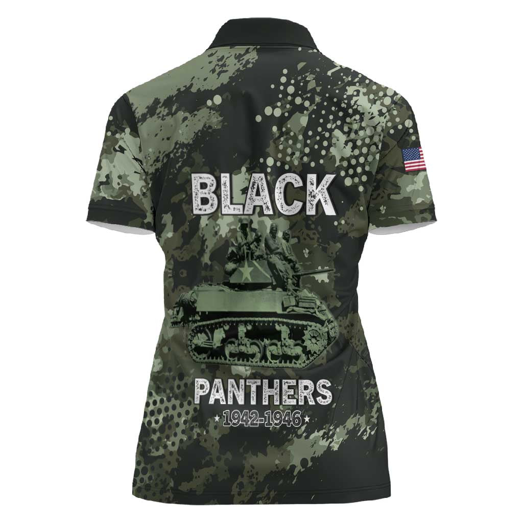 761st Tank Battalion Black Panthers Women Polo Shirt WWII Military Camouflage - African Pride