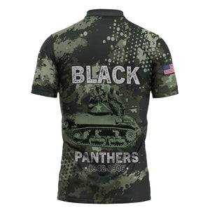 761st Tank Battalion Black Panthers Zipper Polo Shirt WWII Military Camouflage - African Pride