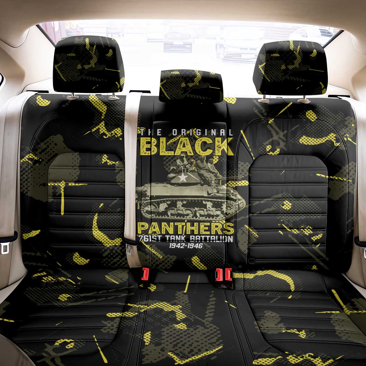 The Original Black Panthers 761st Tank Battalion Back Car Seat Cover African American Heroes - African Pride