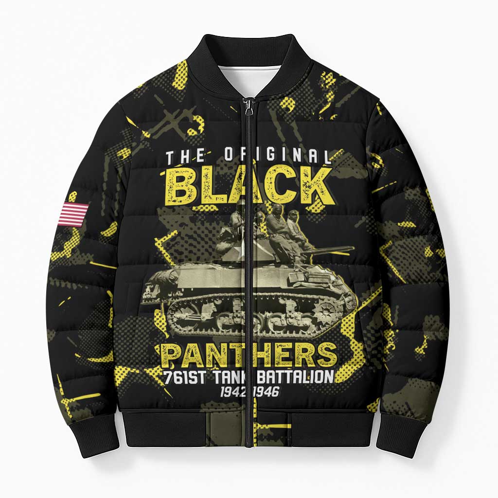 The Original Black Panthers 761st Tank Battalion Bomber Puffer Jacket African American Heroes - African Pride