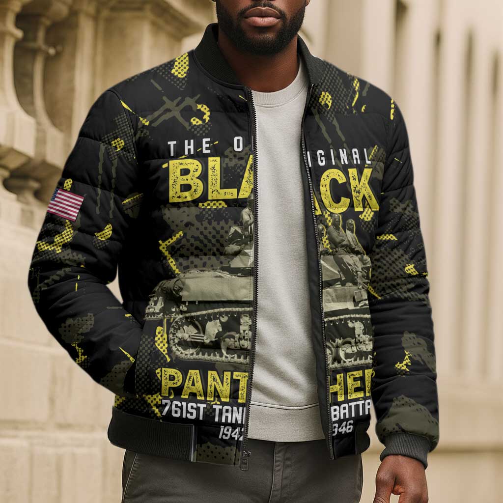 The Original Black Panthers 761st Tank Battalion Bomber Puffer Jacket African American Heroes - African Pride