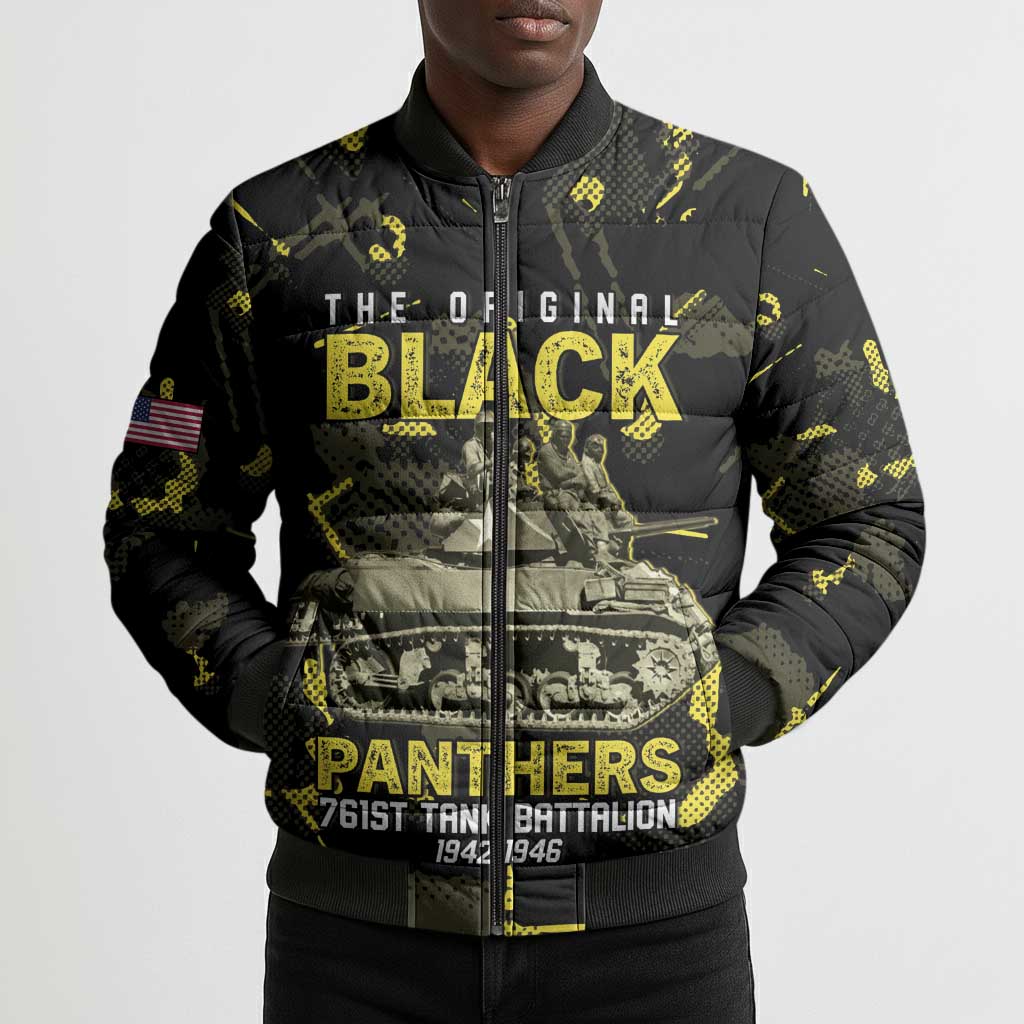 The Original Black Panthers 761st Tank Battalion Bomber Puffer Jacket African American Heroes - African Pride