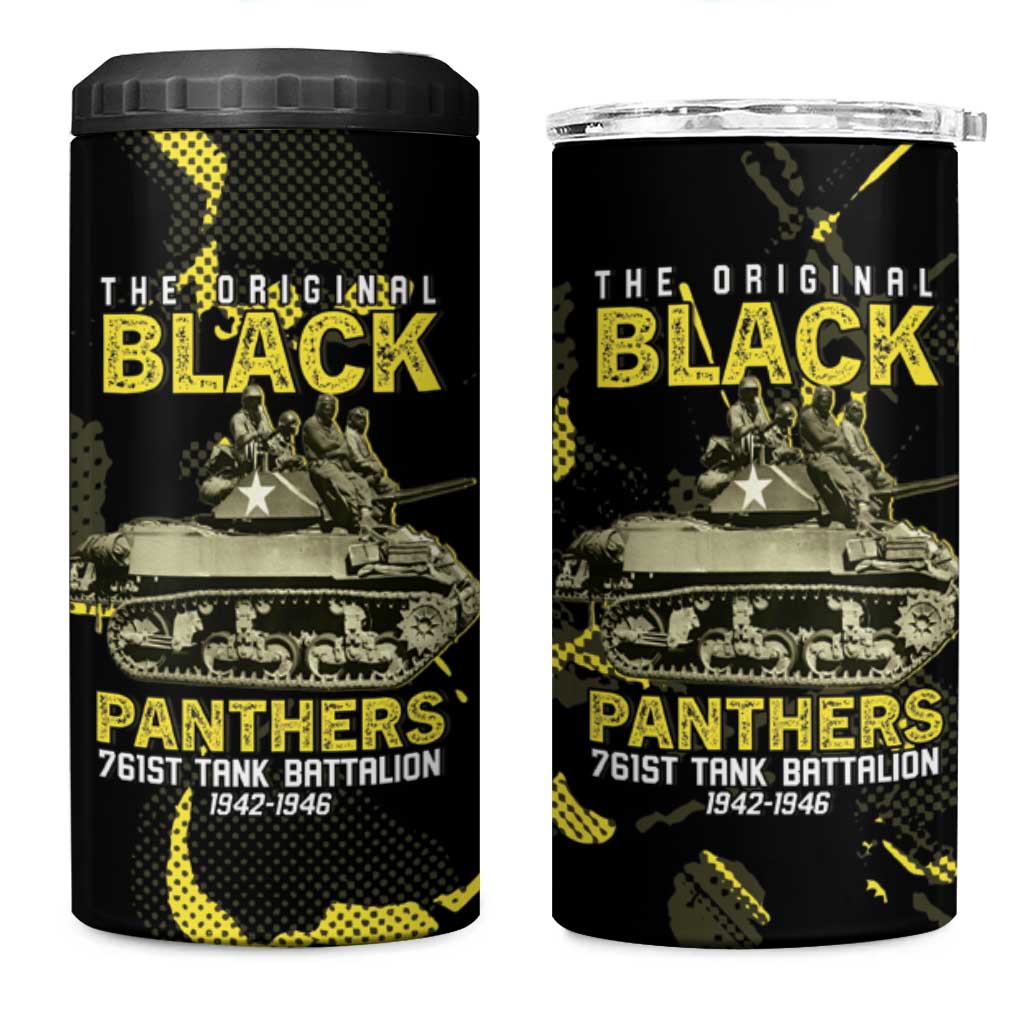 The Original Black Panthers 761st Tank Battalion 4 in 1 Can Cooler Tumbler African American Heroes - African Pride