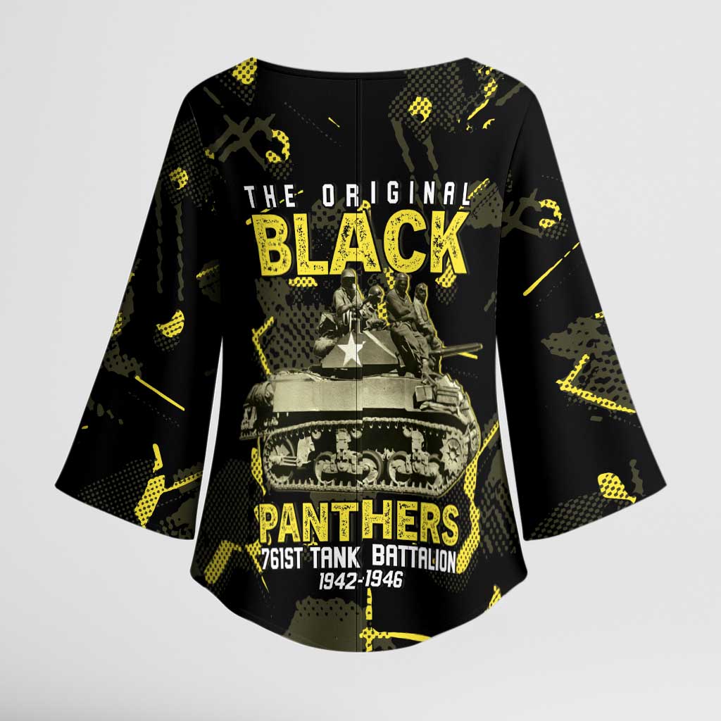 The Original Black Panthers 761st Tank Battalion Kimono Sleeve Blouse African American Heroes - African Pride