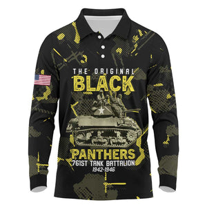The Original Black Panthers 761st Tank Battalion Long Sleeve Polo Shirt African American Heroes - African Pride