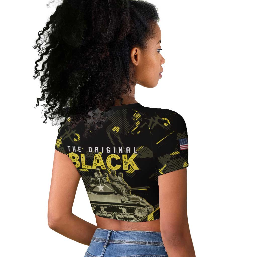 The Original Black Panthers 761st Tank Battalion Raglan Cropped T shirt African American Heroes - African Pride