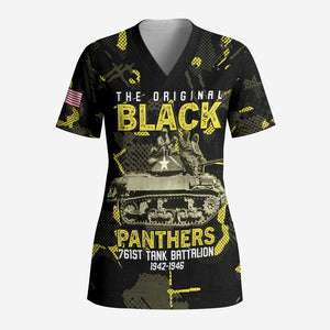 The Original Black Panthers 761st Tank Battalion Scrub Top African American Heroes - African Pride