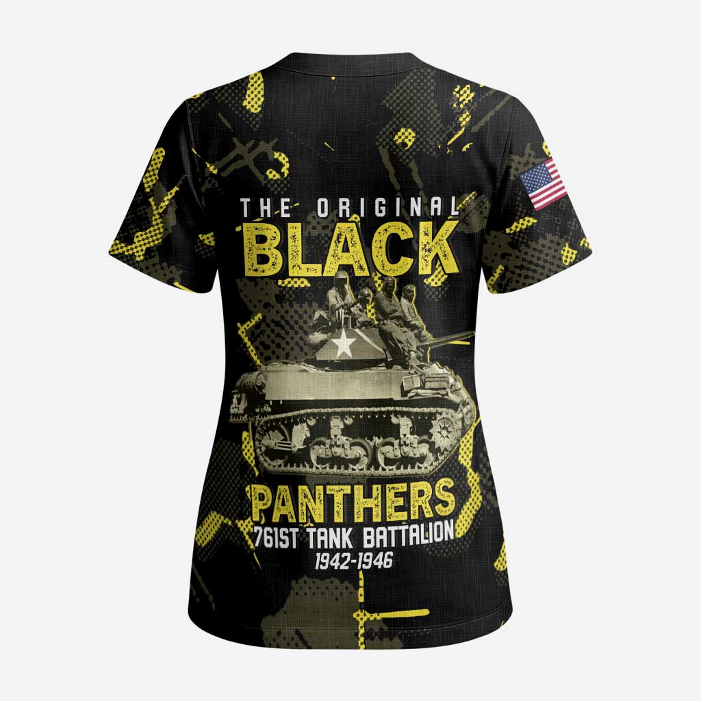 The Original Black Panthers 761st Tank Battalion Scrub Top African American Heroes - African Pride